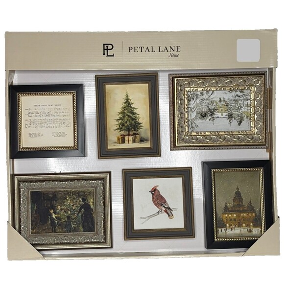Lane Other - New Petal Lane Home Christmas Set Of 6 Framed Artwork Christmas Theme - Rare